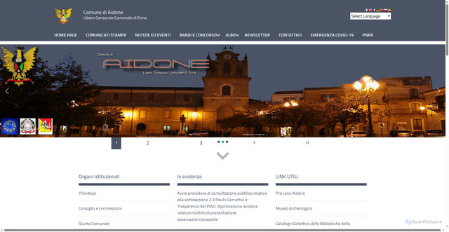Security scan screenshot of https://www.comune.aidone.en.it/