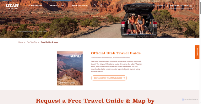 Security scan screenshot of https://www.visitutah.com/plan-your-trip/utah-travel-guide