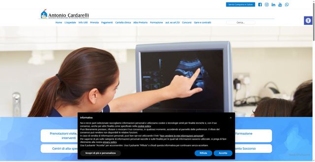 Security scan screenshot of https://www.ospedalecardarelli.it/