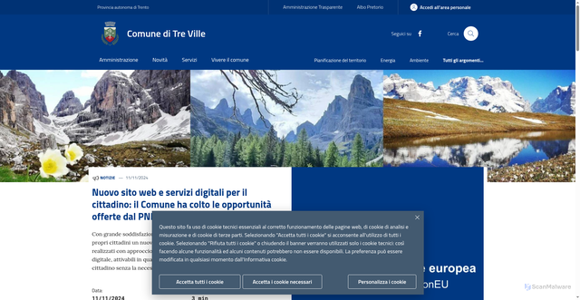 Security scan screenshot of https://www.comune.treville.tn.it/