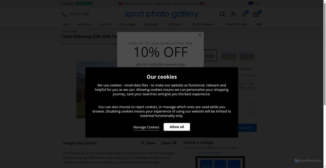 Security scan screenshot of https://www.sportphotogallery.com/golf/chris-gotterup-usa-16th-tee-tpc-scottsdale-phoenix-open-2026-50344/