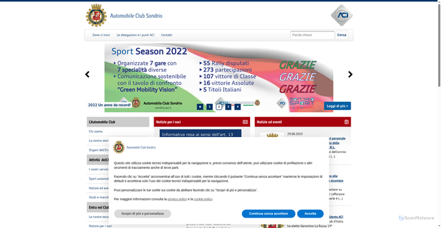 Security scan screenshot of https://sondrio.aci.it/