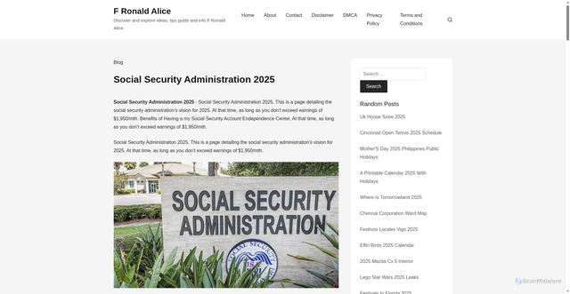 Security scan screenshot of https://fronaldalice.pages.dev/plfvl-social-security-administration-2025-wywul/