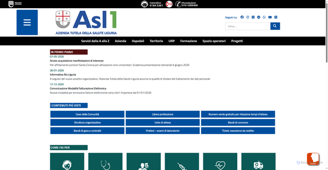 Security scan screenshot of https://www.asl1.liguria.it