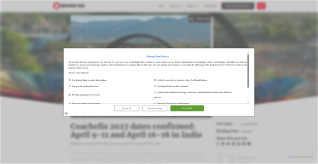 Security scan screenshot of https://weraveyou.com/2026/04/coachella-2027-dates-confirmed-april-indio/