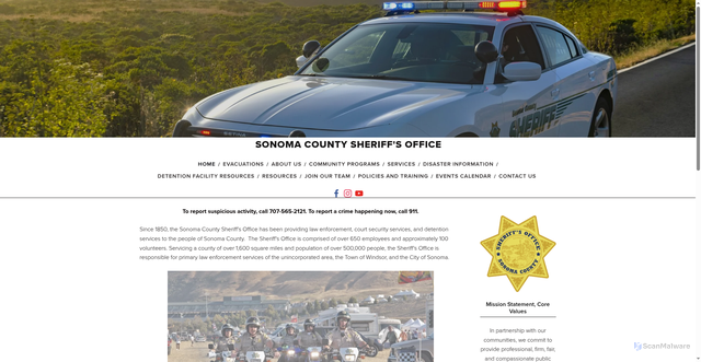 Security scan screenshot of https://www.sonomasheriff.org/