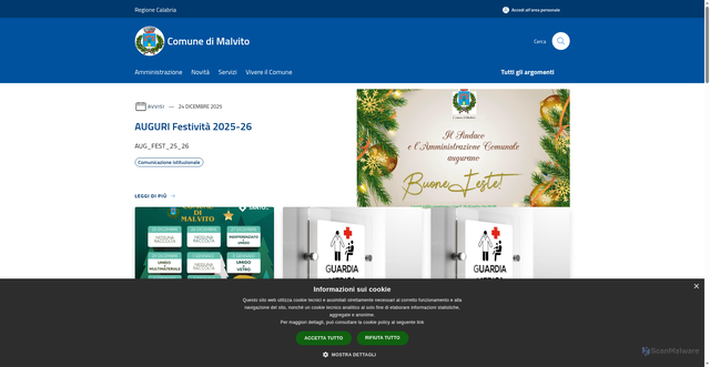 Security scan screenshot of https://comune.malvito.cs.it/it