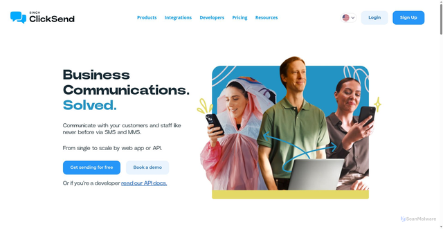 Security scan screenshot of https://clicksend.com
