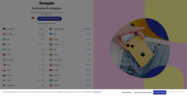 Security scan screenshot of https://swappie.com/