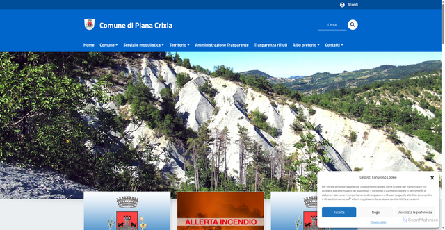 Security scan screenshot of https://www.comune.pianacrixia.sv.it/