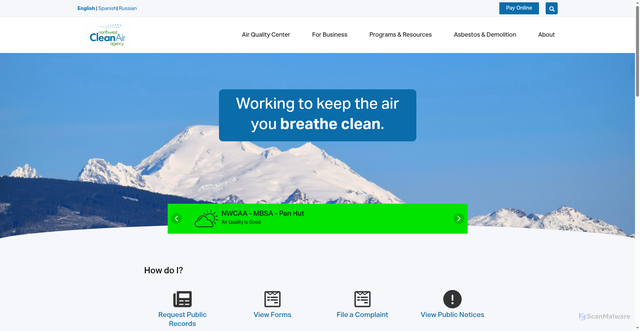 Security scan screenshot of https://nwcleanairwa.gov/