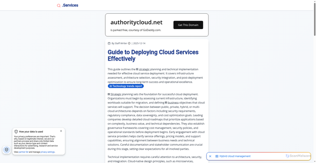 Security scan screenshot of https://authoritycloud.net