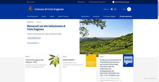Security scan screenshot of https://www.comune.cintoeuganeo.pd.it/