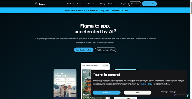 Security scan screenshot of https://www.bravostudio.app/
