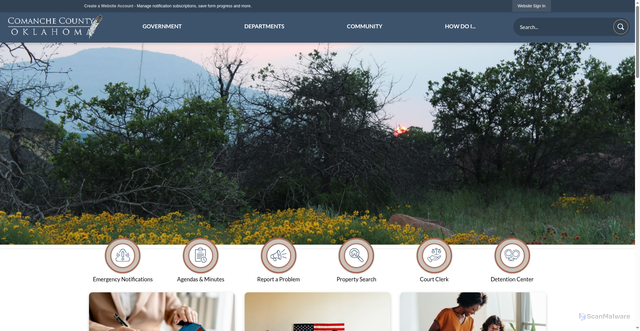Security scan screenshot of https://www.comanchecountyok.gov