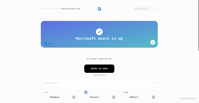 Security scan screenshot of https://instatus.com/now/en/azure.microsoft.com