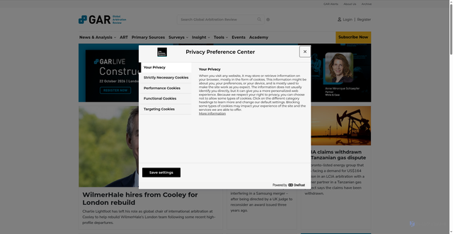 Security scan screenshot of https://globalarbitrationreview.com