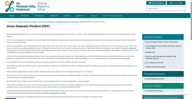 Security scan screenshot of https://www.cso.ie/en/interactivezone/statisticsexplained/nationalaccountsexplained/grossdomesticproductgdp/