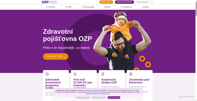 Security scan screenshot of https://ozp.cz