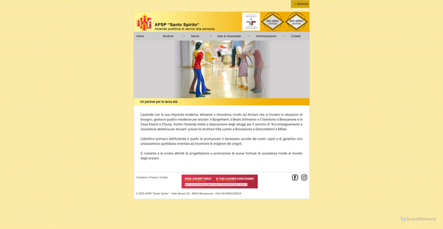Security scan screenshot of http://www.casadiriposo-bressanone.it/it/index.php
