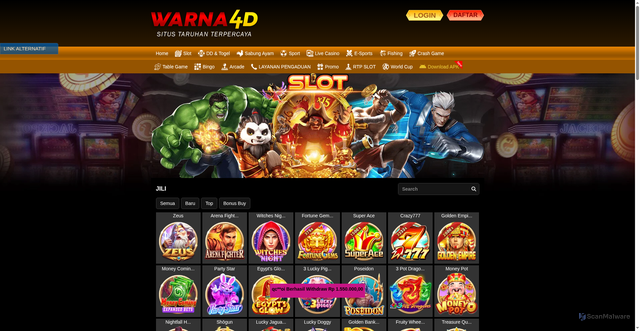 Security scan screenshot of https://apkwarna4d1.xyz/desktop/game/slot/jili
