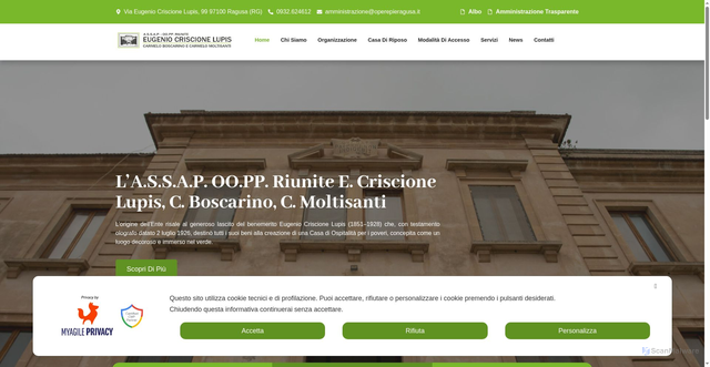 Security scan screenshot of https://www.operepieragusa.it/