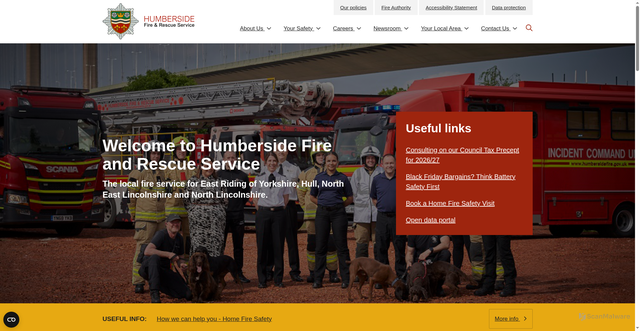 Security scan screenshot of https://humbersidefire.gov.uk/