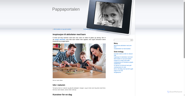 Security scan screenshot of https://pappaportalen.no/inspirasjon-til-aktiviteter-med-barn/
