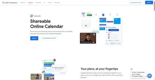 Security scan screenshot of https://calendar.google.com/