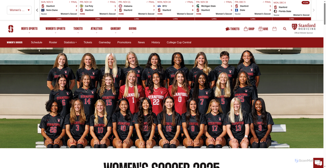 Security scan screenshot of https://doz1futtg6626.cloudfront.net/sports/womens-soccer/roster