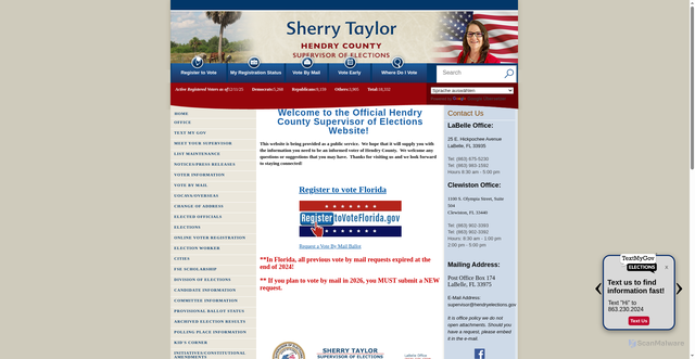 Security scan screenshot of https://www.hendryelections.gov/