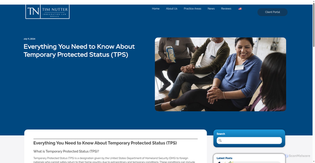 Security scan screenshot of https://nutterimmigration.com/everything-you-need-to-know-about-temporary-protected-status-tps/
