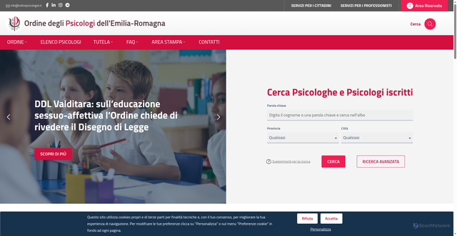 Security scan screenshot of https://www.ordinepsicologier.it/it