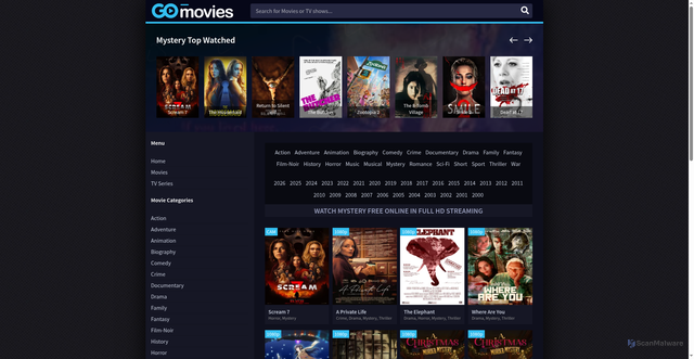 Security scan screenshot of https://moviesdl.net/films/mystery/