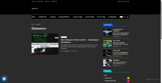 Security scan screenshot of https://craxvaults.com/category/skimmers/