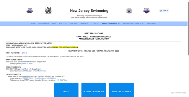 Security scan screenshot of https://www.njswim.org/page/events