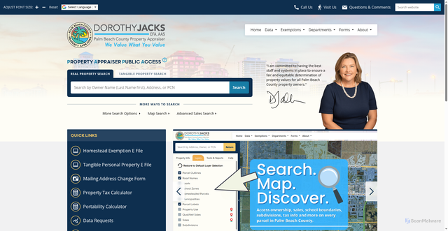 Security scan screenshot of https://pbcpao.gov/index.htm