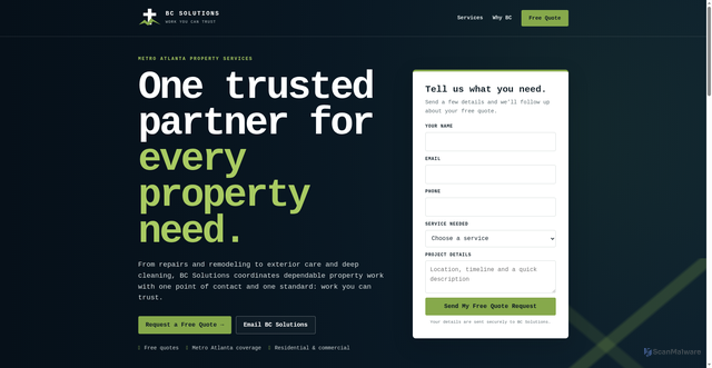 Security scan screenshot of https://bcsolutionsatl.com/